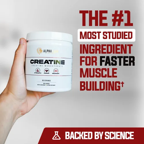 Vista 2 de ALPHA LION Polvo de Creatina Monohidrato, 5000mg Por Porción (5g), Apoya la Fuerza Muscular, Potencia, Rendimiento Atlético, Suplemento de Creatina
