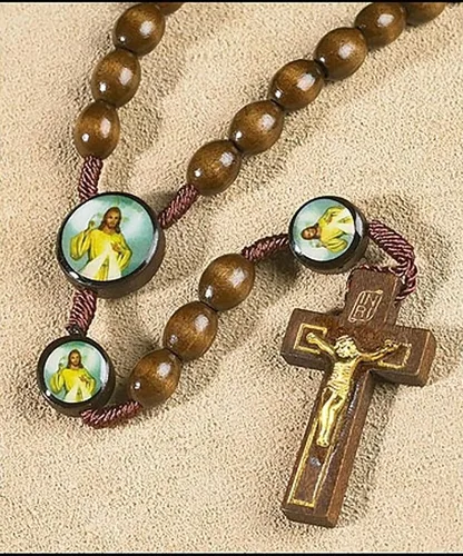 Vista 5 de Rosario de la Divina Misericordia – con tarjetas de oración de la Divina Misericordia, tarjeta de oración del Señor Rosario de la Divina