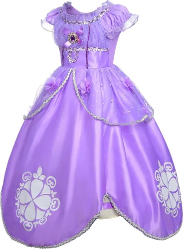 Vista 3 de Vgolar Disfraces de princesa para niñas, vestido de princesa morado con accesorios