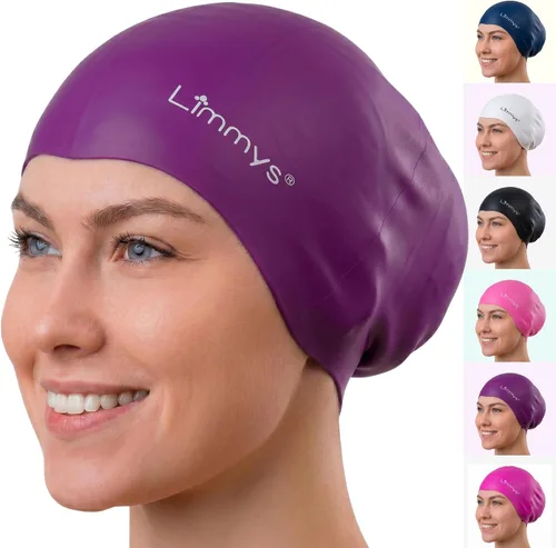 Vista 12 de Limmys Gorro de Natación Premium para Mujeres con Cabello Largo – Gorro de Natación de Silicona Suave para Mujeres – Cómodo, Ajuste con Espacio