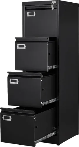 Vista 11 de Yizosh Archivador negro de 3 cajones con cerradura, archivadores para oficina en casa, gabinetes de almacenamiento de archivos de oficina