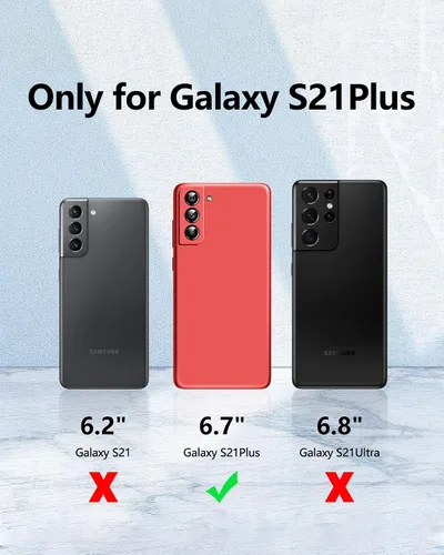 Vista 6 de Dssairo Funda 3 en 1 para Samsung Galaxy S21 Plus, con protección completa de la cámara, silicona líquida delgada a prueba de golpes funda Rojo