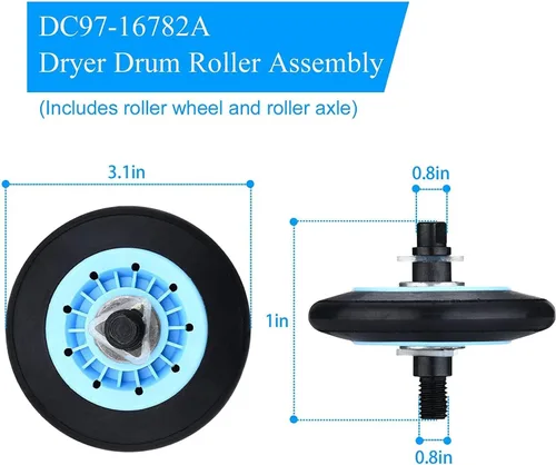 Vista 2 de DC97-16782A Rodillo de tambor de secadora compatible con el kit de repuesto de rodillos de secadora Samsung - Sustituye DC97-07523A PS4221885