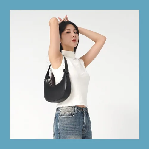 Vista 4 de Bolso Hobo para mujer, diseño de luna creciente, lindo bolso de hombro moderno y bolso diario pequeño, bolsos diarios para mujer