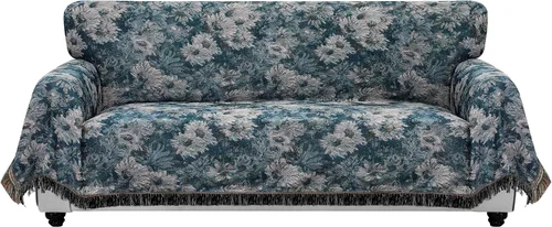 Vista 8 de PureFit Funda de sofá geométrica de jacquard con borlas - Fundas de sofá decorativas texturizadas y suaves lavables para sofá de 3 cojines, funda