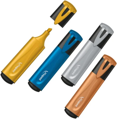 Vista 4 de Maped Fluo Peps Classic - Resaltadores metálicos con purpurina, paquete de 4, estudia y organiza, tinta única con purpurina, versátil y cómodo