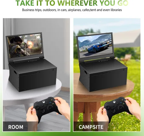 Vista 6 de G-STORY Monitor portátil de 14 pulgadas para Xbox Series X 4K, monitor de juegos portátil IPS para Xbox Series X (no incluido) con dos HDMI, HDR