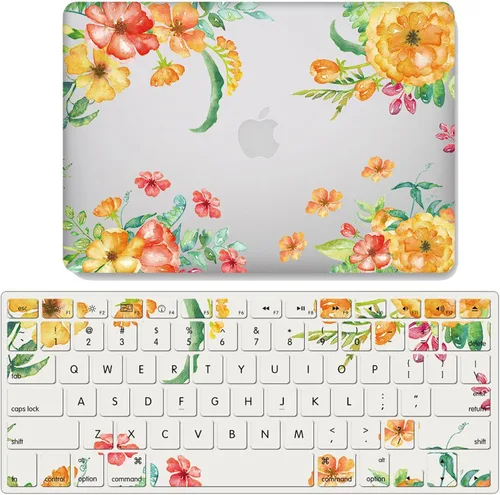 Vista 15 de IVY Para MacBook Pro (15 pulgadas, 2016-2019, modelos: A1707 / A1990) Flower Garland Clear Case con cubierta de teclado - A