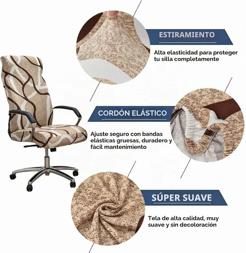 Vista 2 de Funda elástica para silla de oficina con cremallera, funda impresa para silla de computadora para silla con reposabrazos, universal, extraíble, de 1