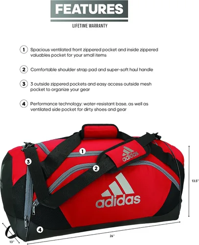 Vista 2 de adidas Team Issue II - Bolsa de lona mediana, Rojo, talla única