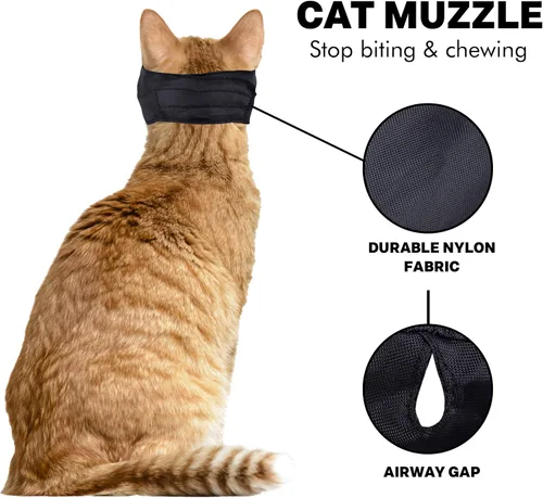 Vista 2 de Downtown Pet Supply - Bozal para gatos para aseo, bozal suave y delicado, suministros de aseo para gatos, nailon, mediano