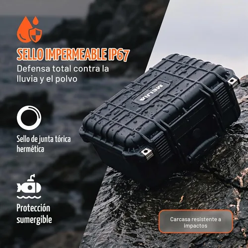 Vista 2 de MEIJIA - Funda rígida impermeable para cámara IP67 para todo tipo de clima, funda protectora rígida, con espuma personalizable, compatible con Negro