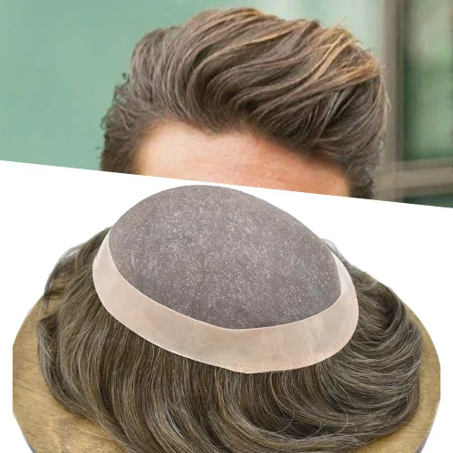Vista 83 de Mens Toupee Hair Piece Real Human Hair Fine Mono Toupee para hombres Sistema de reemplazo de cabello para hombre Postizo Protesis Capilar Para