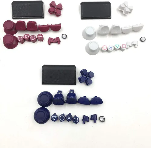 Vista 3 de ABXY Botón de disparo Dpad L1 R1 L2 R2 Llave de dirección con tapa de joystick analógica para Sony PS4 Pro Controller JDS-040 (rojo oscuro)