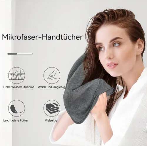 Vista 5 de KinHwa Toallas de mano de microfibra para baño, toallas faciales suaves y absorbentes, toallas de mano grises para baño, paños de lavado para spa