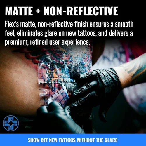 Vista 3 de Saniderm - Rollo de vendaje Flex Tattoo Aftercare - Envoltura de tatuaje ultra flexible, impermeable, estéril para una curación rápida y protección
