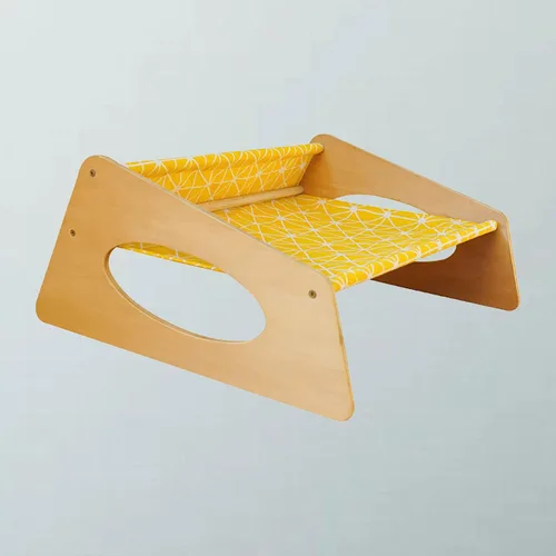 Vista 6 de Cama elevada de madera para gatos, hamaca transpirable para mascotas de tamaño mediano para todas las estaciones, muebles elevados estables