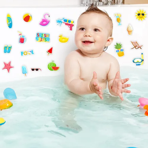 Vista 6 de 20 calcomanías de gel grueso para fiestas de playa, para verano, piscina, ventana, calcomanías para niños, niños pequeños y adultos, hogar, avión