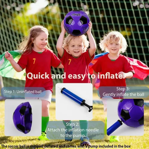 Vista 4 de Size 2, 5 Soccer Ball with Pump Needle-Training Recreation Soccer Ball Size 2, 5 Thicker PU Tight Weaved Mini Soccer Ball for Teen Boy Girl