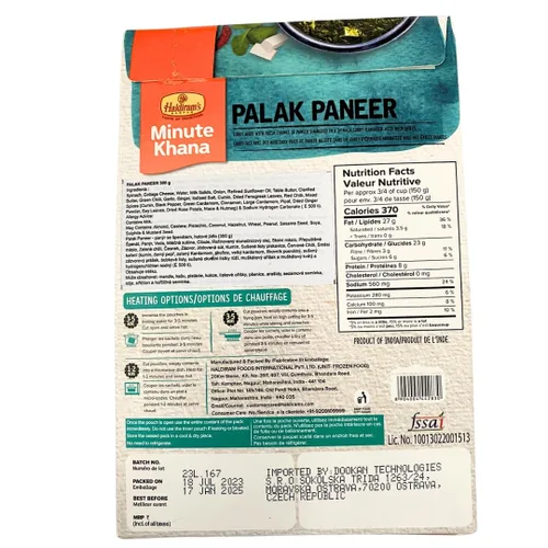 Vista 2 de Haldiram's Palak Paneer - Minute Khana (Listo para Comer) 300 gm