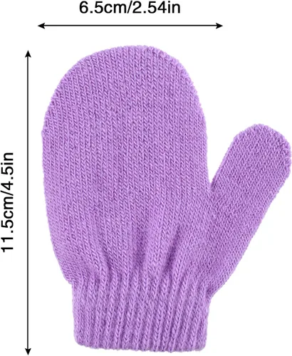 Vista 2 de Boao 12 pares de guantes de invierno para niños pequeños, guantes de punto para niños, guantes mágicos cálidos para niños y niñas, suministros