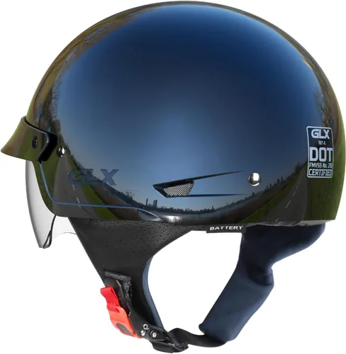 Vista 5 de GLX M14 - Casco de motocicleta de cara abierta, negro, pequeño, aprobado por DOT
