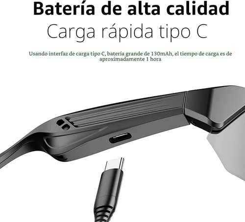 Vista 5 de Gafas Inteligentes, Gafas de Sol Bluetooth Polarizadas para Hombres y Mujeres, Gafas de Seguridad con Micrófono Integrado y Altavoces de Oído