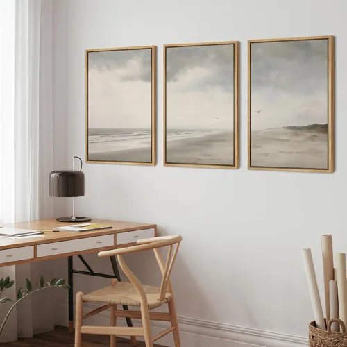 Vista 433 de wall26 Lienzo enmarcado para pared, juego de arte de acuarela pastel, paisaje rural, ilustraciones con formas abstractas, arte moderno, decorativo
