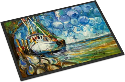 Vista 226 de Caroline's Treasures JMK1017JMAT - Tapete de caza de rana garza azul, 24 x 36 pulgadas, tapete para puerta delantera, interior y exterior