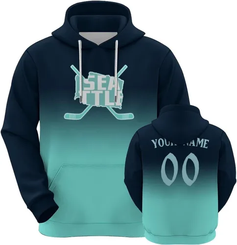 Vista 13 de Custom Hockey City Map Gradient Hoodies-Personalized Name Number Hooded Sweatshirts Hockey Fans Gifts for Men,Women,Youth