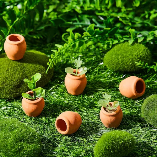 Vista 6 de 40 Piezas Macetas Pequeñas de Arcilla de 0.9 x 0.75 Pulgadas Mini Macetas de Terracotta Pequeñas para Flores Casa de Muñecas Maceta