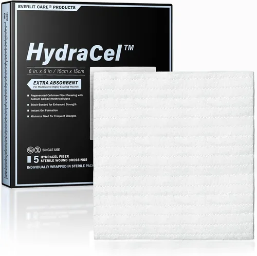 Vista 8 de EVERLIT HydraCel Apósito Hidrofibra estéril de doble capa con costuras Almohadilla avanzada extra absorbente para el manejo de heridas