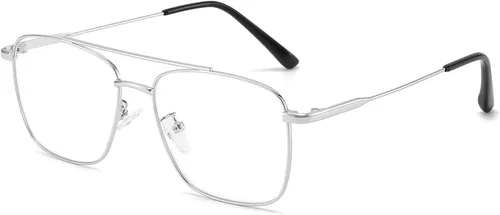 Vista 4 de Dollger Lentes cuadrados transparentes con marco de metal falso sin receta Plateado