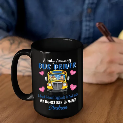Vista 6 de A Truly Amazing Bus Driver Is Hard To Find, Difficult To Part With & Impossible To Forget Coffee Mug, Personalized Name School Bus Drivers Coffee