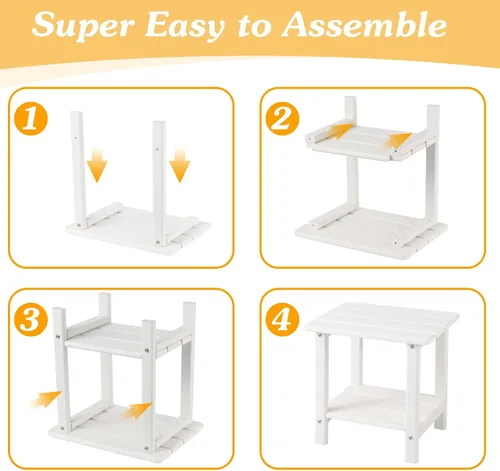 Vista 6 de Apolimi Adirondack - Mesa auxiliar para exteriores, mesa auxiliar de patio resistente de 2 niveles, resistente a la intemperie, mesa auxiliar sólida