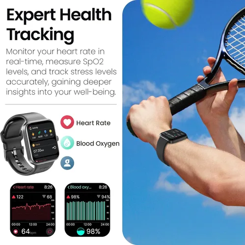 Vista 5 de TOZO S4 AcuFit One Smartwatch 1.78 pulgadas Llamadas/Respuestas Fitness Tracker Negro + A1 Mini Auriculares Inalámbricos Inalámbricos Ligero Negro
