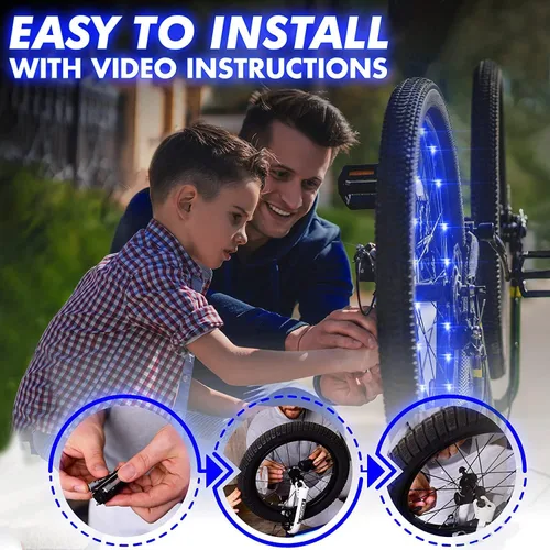 Vista 4 de Activ Life Paquete de 2 luces LED para ruedas de bicicleta con baterías incluidas, obtén un 100% más brillante y visible desde todos los ángulos
