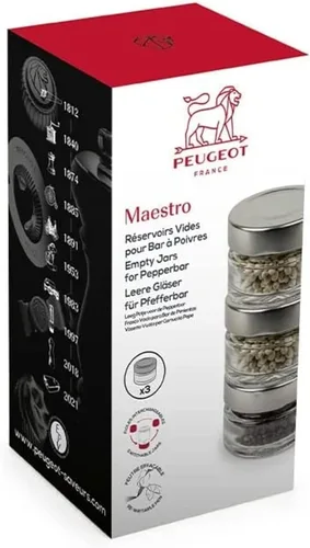 Vista 3 de Peugeot Maestro 3 tarros de vidrio vacíos para Maestro Mill