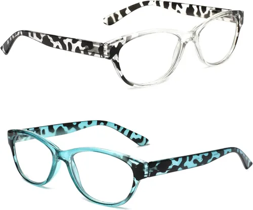 Vista 4 de SIGVAN Gafas de Lectura de Ojo de Gato para Damas 5 Pares con Bloqueo de Luz Azul Bisagra de Resorte Estampado de Patrón de Moda Lectores