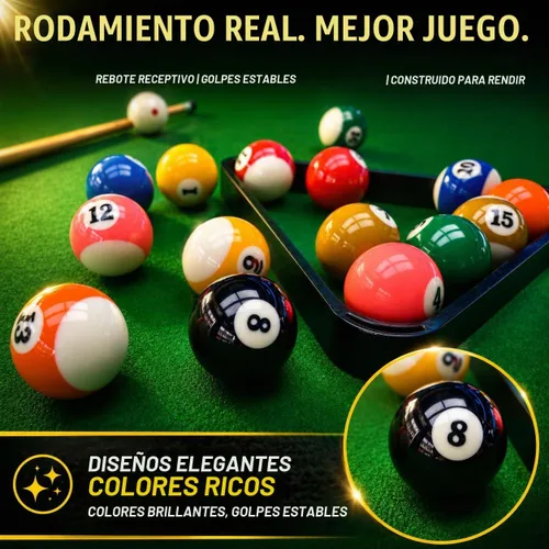Vista 3 de HMQQ Precision-Molded Billiard Balls, 2-1/4 Inch 16-Piece Pool Ball Set Glossy resin construction with balanced roll for home tables, billiard