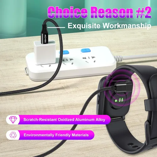 Vista 3 de AGVEE Cargador de reloj Garmin USB-C de 1.5 pies, cable de carga en forma de L Para enfoque, BarkLimiter, D2, Enduro, Epix, Fenix, Precursor