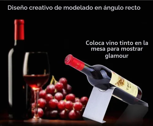 Vista 4 de Estante de vino de acero inoxidable Soporte de botella de vino individual Exhibición (Plata)