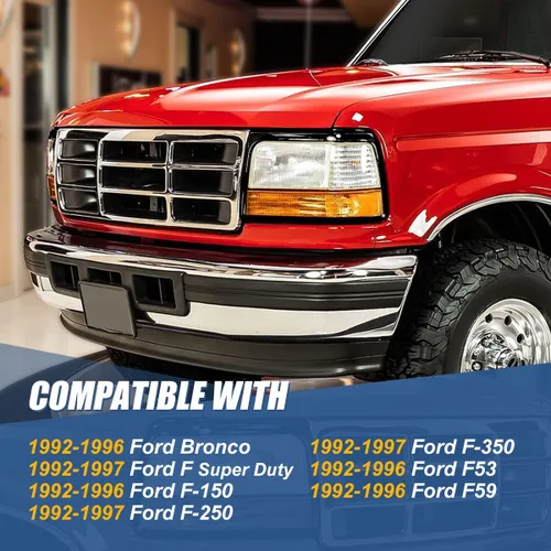 Vista 5 de Auto Dynasty Cubierta de biseles de puerta de faros delanteros de estilo fábrica compatible con Ford Bronco F150 F250 F350 F53 F59 Serie F Super