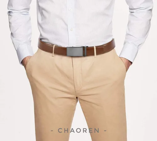 Vista 6 de CHAOREN Cinturones de trinquete para hombre, paquete de 2, elegantes cinturones de cuero en juego de regalo de 1.378 in