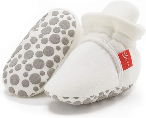 Vista 63 de Botines de forro polar para bebés, niños y niñas, pantuflas antideslizantes con agarre suave, zapatos de calcetín para recién nacidos, cuna