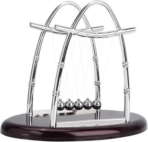 Vista 10 de Bolas de equilibrio clásicas Newton Cradle 5 bolas de acero de péndulo Ulum para oficina y educación escolar Newton bolas de cojinete oscilante (S)