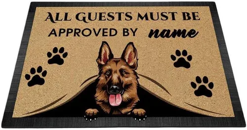 Vista 9 de Tapete personalizado con nombre de perro que mira al perro Cocker Spaniel, todos los invitados deben ser aprobados por alfombras para decoración