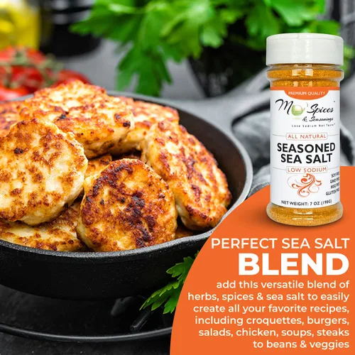 Vista 8 de Mo'Spices & Seasonings - Sal marina sazonada, baja en sodio, multiusos - Botella de 8 onzas