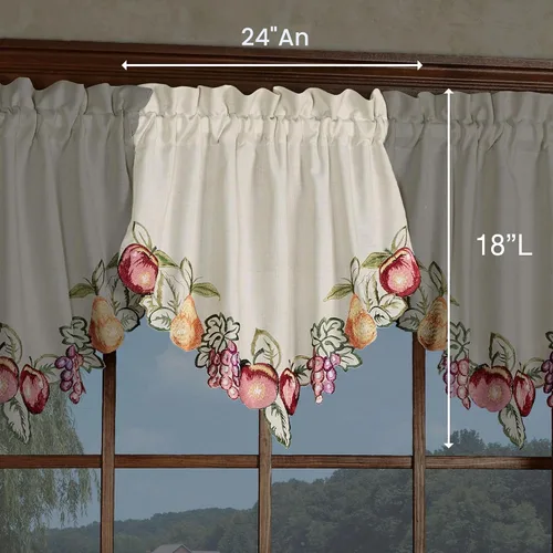 Vista 3 de Touch of Class Cenefa de Ascot para ventana de avena flameada bordada fructífera 24 x 18