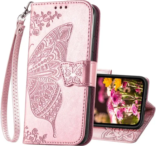 Vista 11 de Funda tipo cartera compatible con iPhone 14 para mujer, color negro
